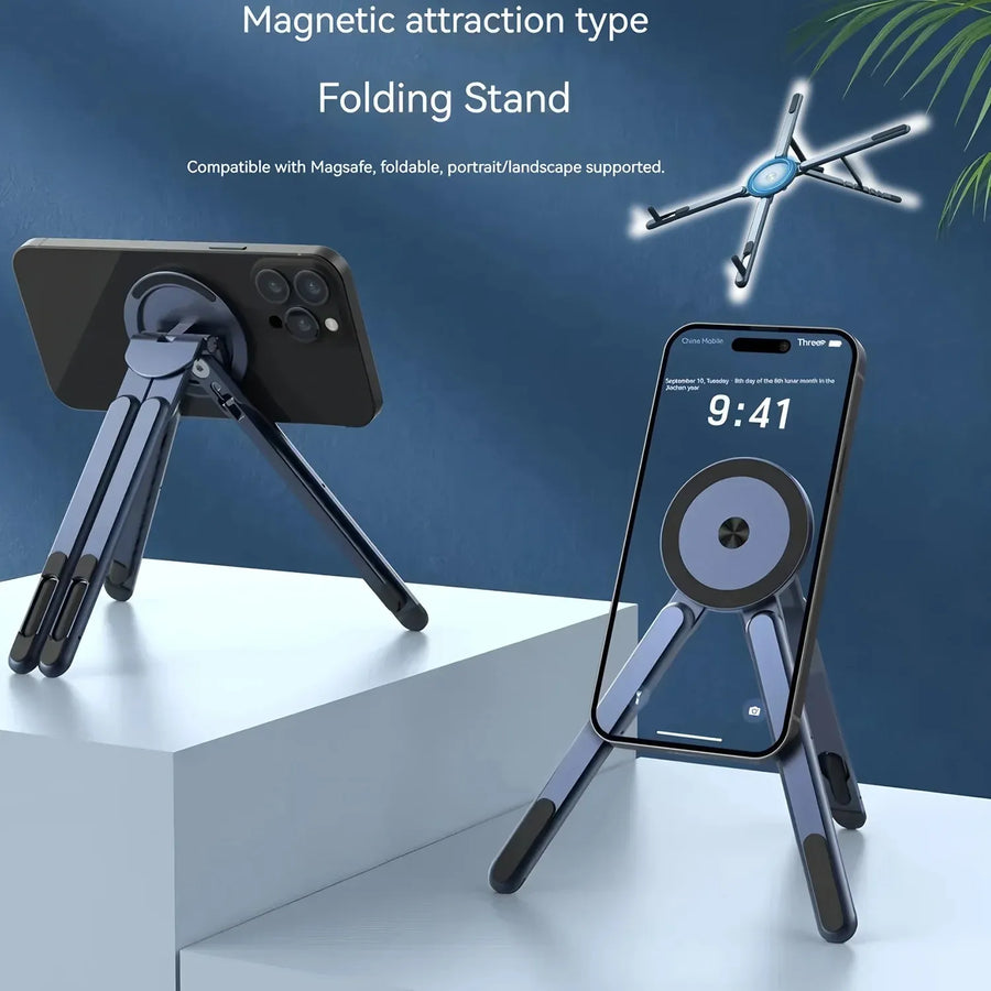 Portable Magnetic Phone Holder & Selfie Stick 3-in-1 Foldable Tripod