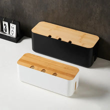 Bamboo Cover Cable Management Box Wire Junction Board Storage Hide