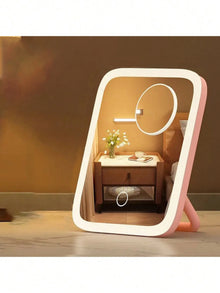 LED Makeup Mirror, 3-Color Light, 360° Rotatable, Touch Control, USB