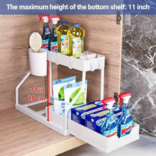 Space Saving 2 Tier Under Sink Organizer,Pull Out Storage Box Durable