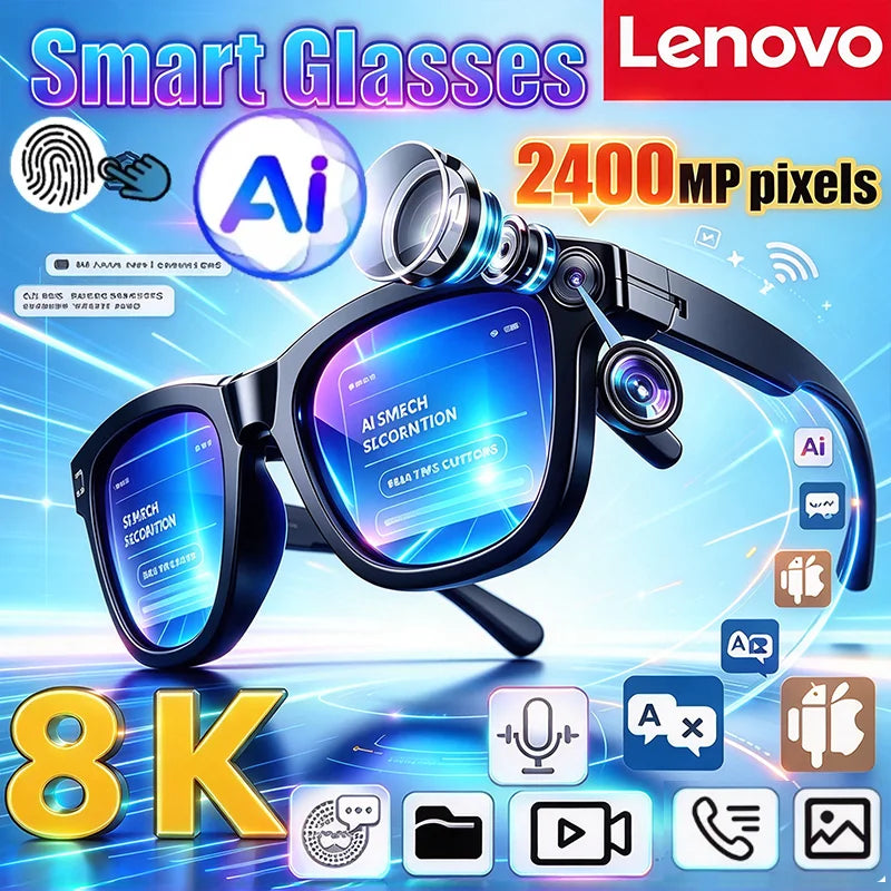 Lenovo Latest AI Smart Translator Sunglasses 2400MP Video 8KPhoto