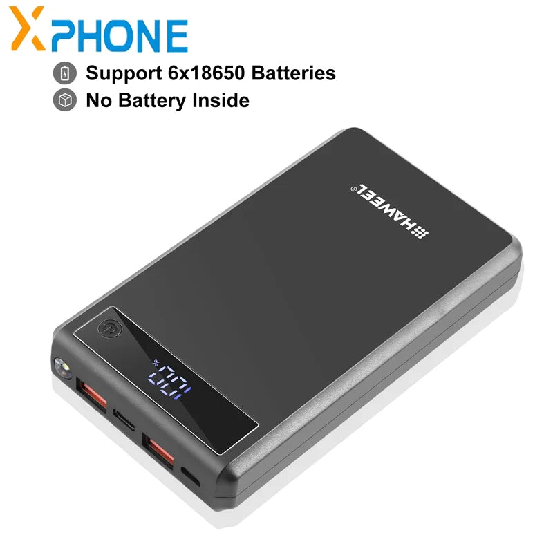 HAWEEL DIY 6 x 18650 Battery 24W Fast Charge Power Bank Box Case with
