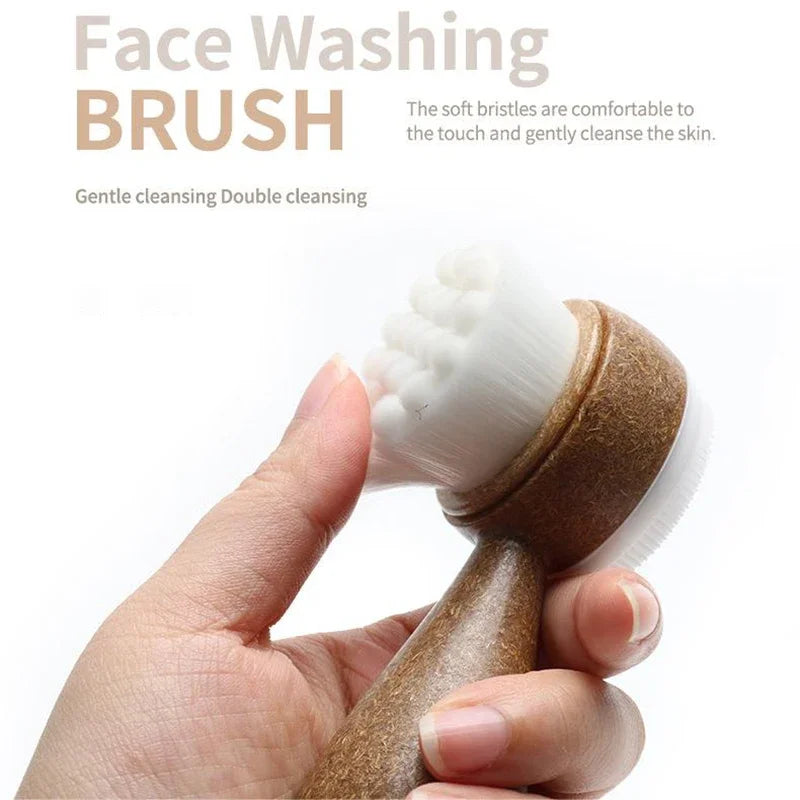 Coconut Shred Handle Facial Brush Double Sided Cleanser Blackhead