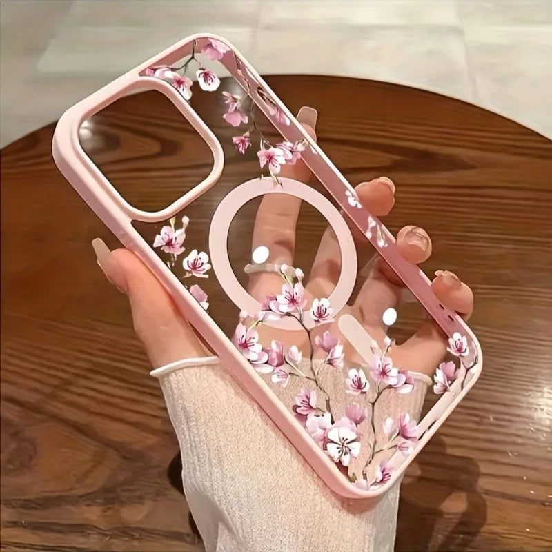 Pink Cherry Elegant Floral Background Design Magnetic Phone Case For