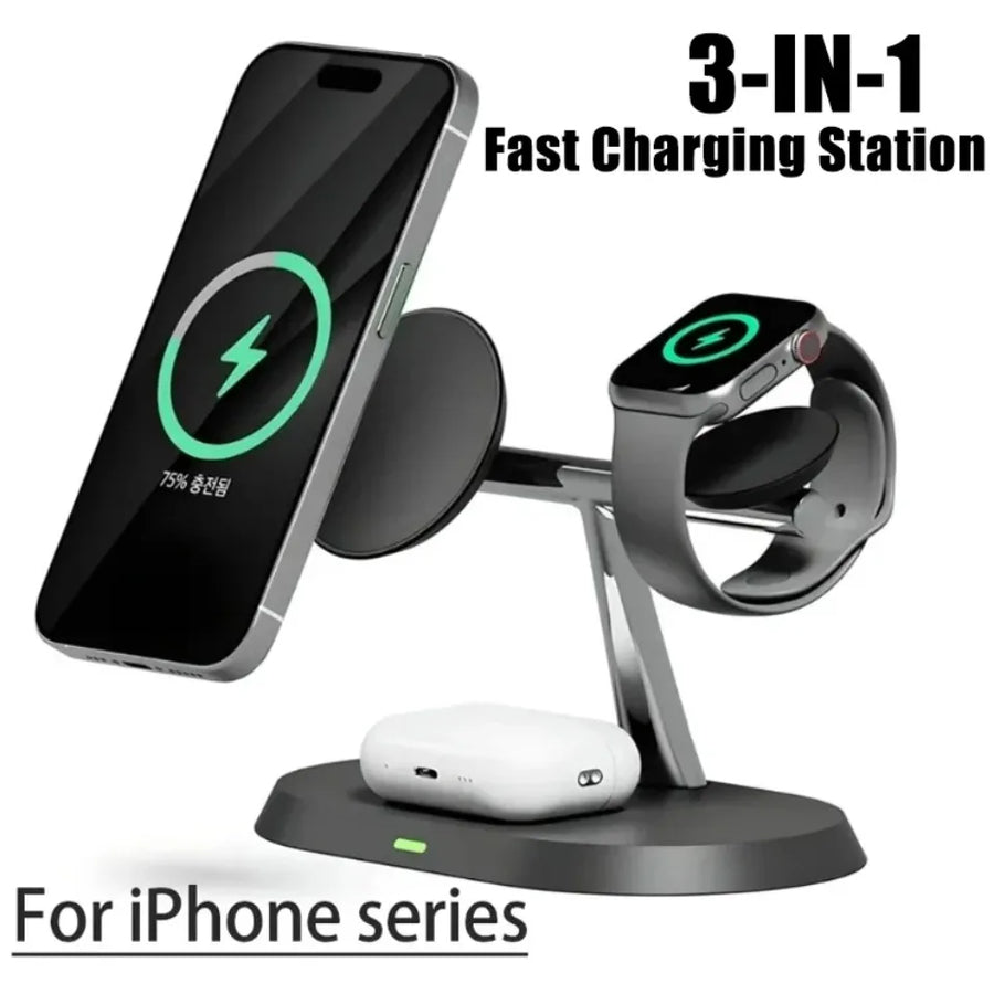 Magnetic 3 in 1 Wireless Charger Dock For iPhone 17 16 15 14 Pro Max