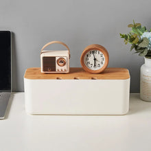 Cable Management Box Bamboo Cover Wire Junction Board Storage Hide