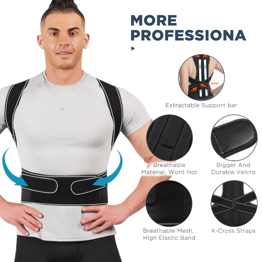 1PCS Back Brace Posture Corrector for Women Men - Adjustable Full
