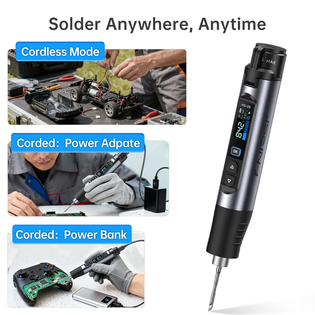 FNIRSI HS-03 Wireless Soldering Iron 10W Type-C Rechargeable Portable