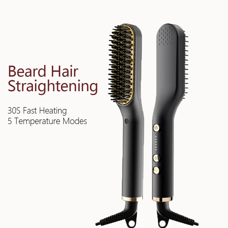 ANLAN Beard Hair Straightening Brush Heated Comb Men Beard