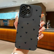 Black Love Heart Phone Case For iPhone 18 17 16E 16 15 14 11 Pro Max
