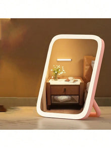 LED Makeup Mirror, 3-Color Light, 360° Rotatable, Touch Control, USB