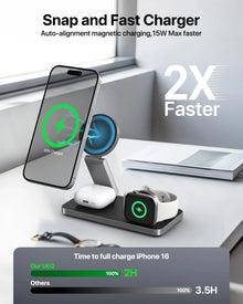 3 in 1 Wireless Charging Station for Apple Devices, Magnetic Foldable