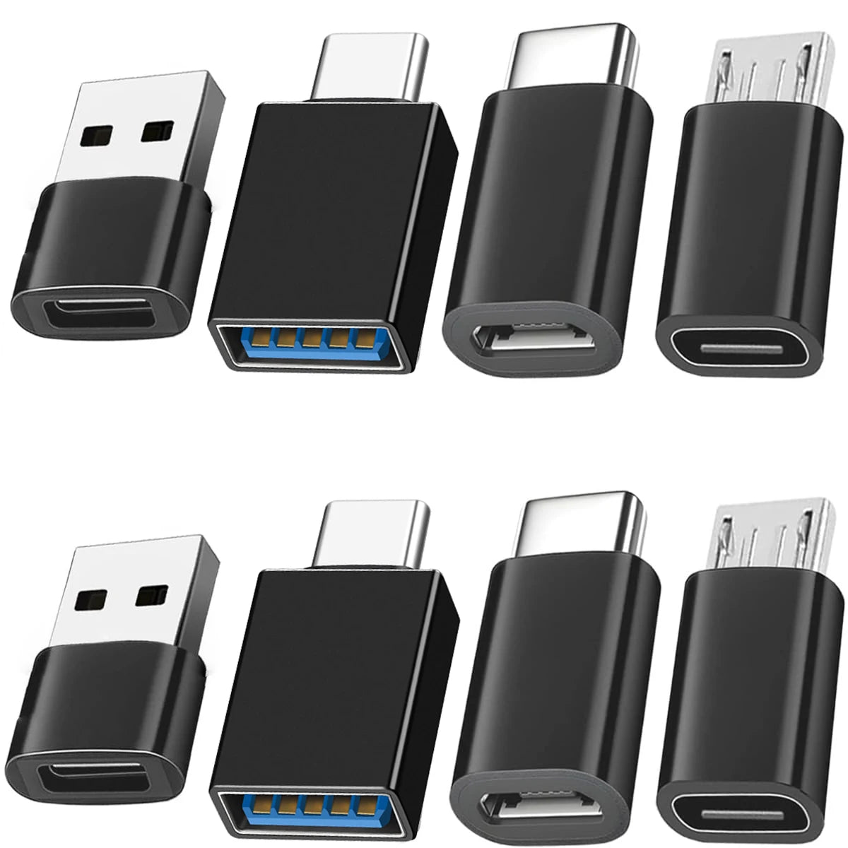 8pcs USB to USB C Adapter, USB Type C Female to USB Micro USB to USB C