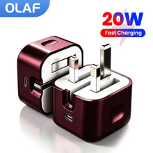 EU /US /UK Foldable 20W PD Charger Type c Fast Charging Power Adapters