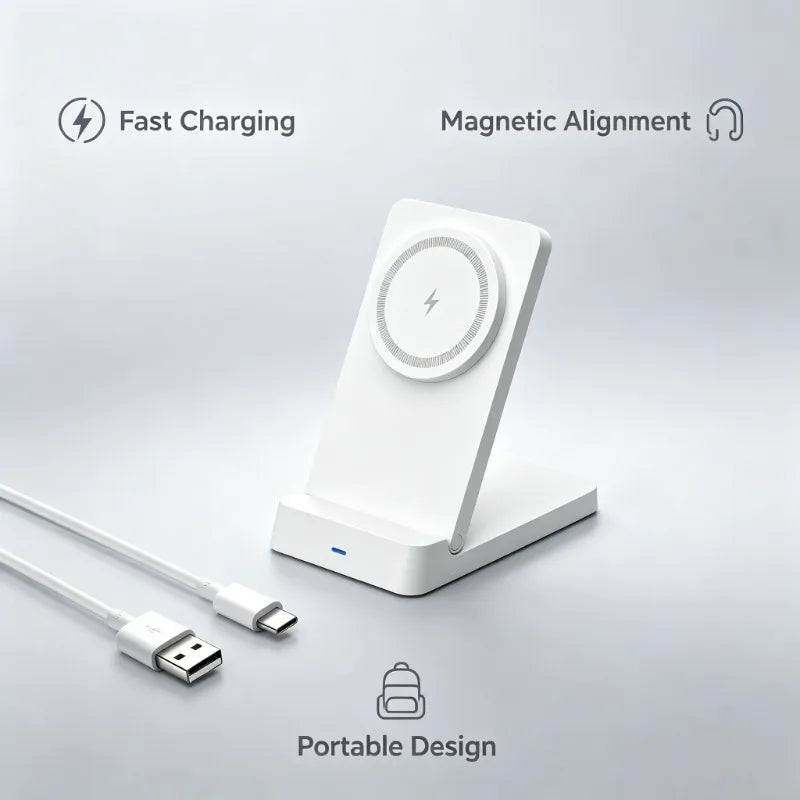 Portable Design Magnetic Alignment Wireless Fast Charging Stand For