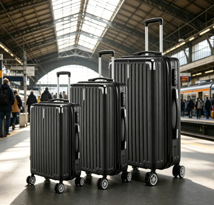 3 Piece Hard Shell Luggage Set, Lightweight ABS Suitcases with TSA