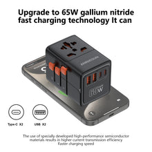 65W/45W/25W GaN Universal Travel Adapter with 2 USB Type C Fast