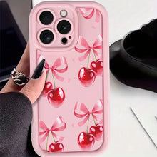 Luxury Wine Red Cherry Print Case for iPhone 18 Pro Max 17 16 15 14 13