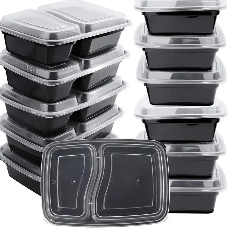 10 Sets Disposable Food Boxes with Lids Microwave Storage Kitchen