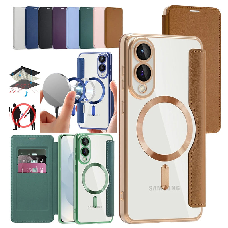 Wireless Charging Flip Case for Samsung Galaxy S25Edge S25 FE S24 Ultra