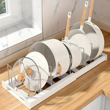 Expandable Kitchen Cabinet Pot Organizer Rack, Adjustable Divider