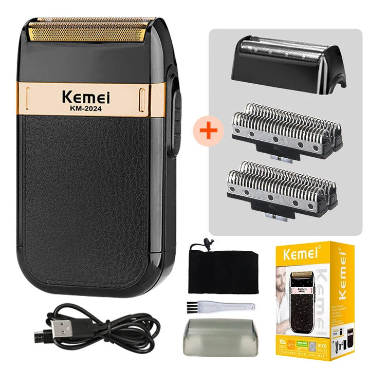 Kemei KM-2024 Electric Shaver for Men Twin Blade Reciprocating Cordless