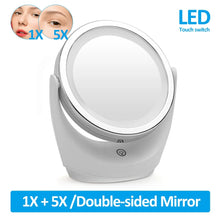 LED Makeup Mirror 1X 5X Magnification Rotating Portable Double Sided