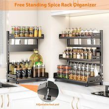 3 Tier Spice Storage Rack for Countertop Adjustable Organization for