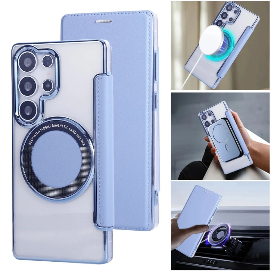 Leather Wallet Clear Magnetic Phone Case For Samsung Galaxy S26 S25 S24