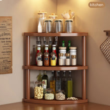 Wooden Storage Shelf for Kitchen Rattan Desktop Organizer Display Rack