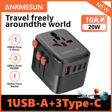 65W/45W/25W GaN Universal Travel Adapter with 2 USB Type C Fast