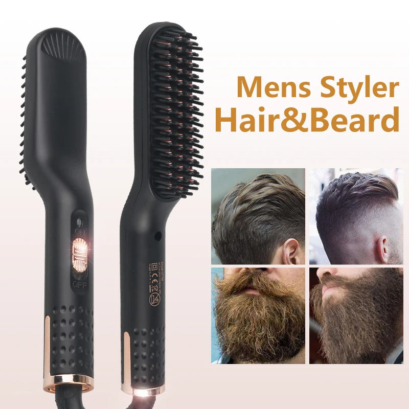 Electric Beard Heated Brush Kit Hair Straightener Straightening Men