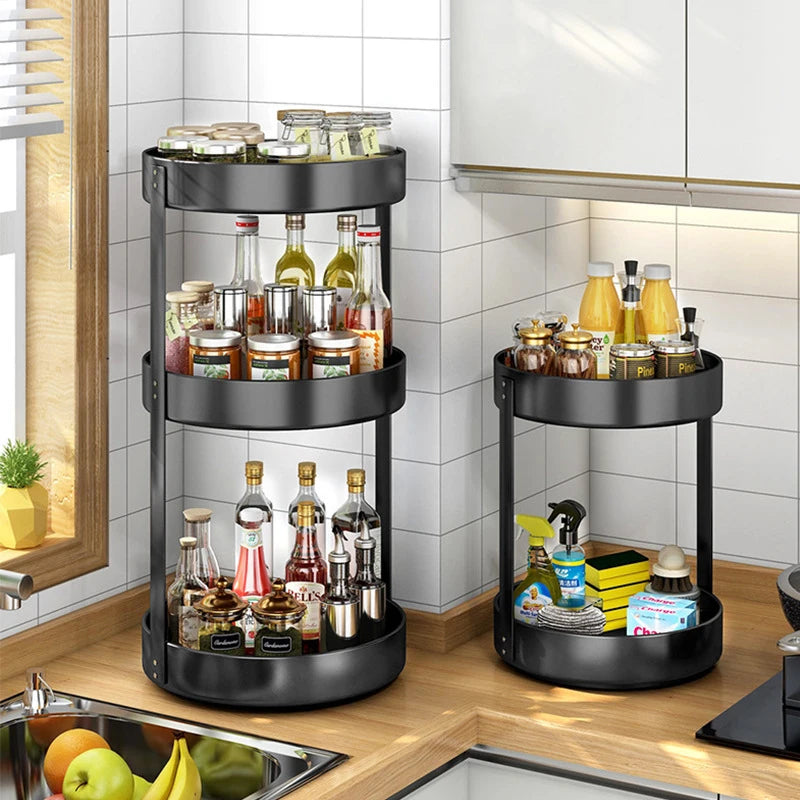 360° Rotating Spice Rack Organizer Seasoning Holder Kitchen Storage