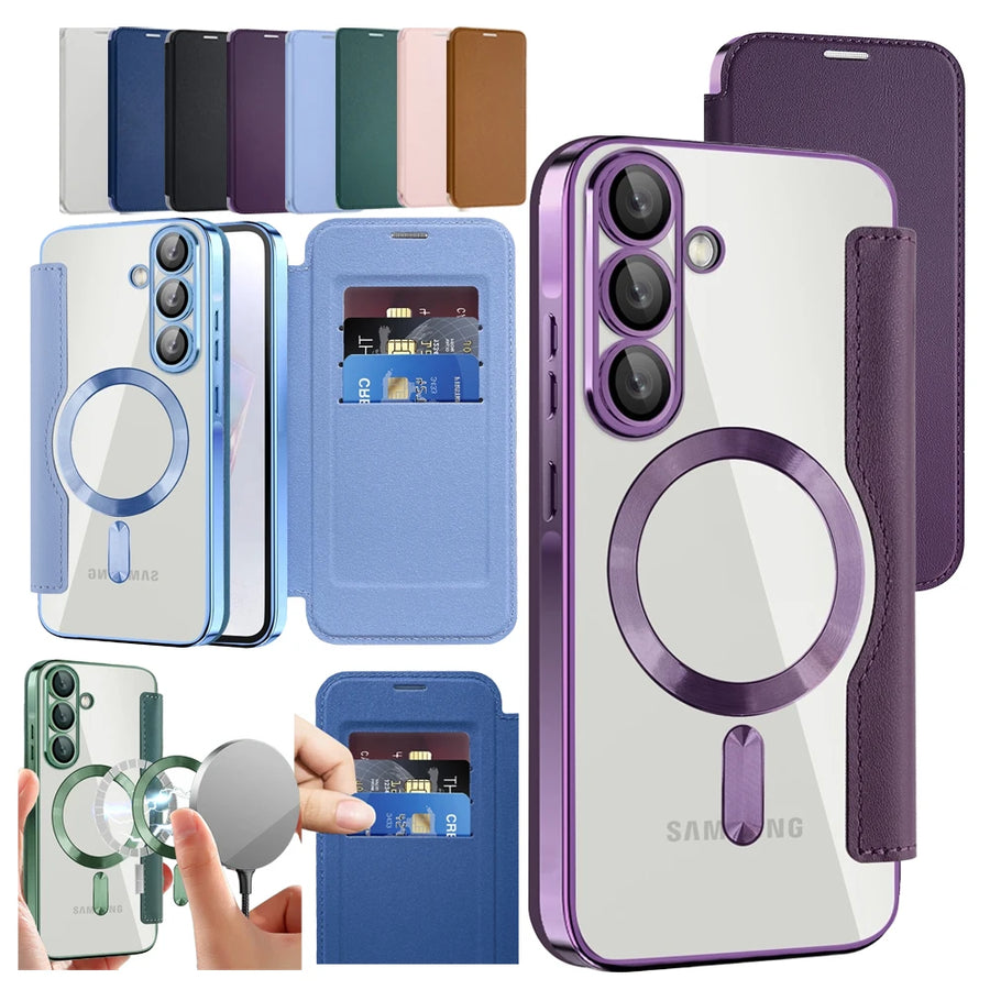Wireless Charging Flip Case for Samsung Galaxy A35 A36 A55 A15 A16 A17