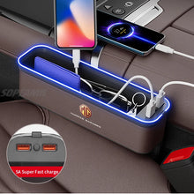 Car Seat Crevice Storage Box USB Charging Seat Gap Slot Mood lamp For