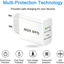 UK/AU/EU/US USB C Charger 65W PD 3.0 GaN Type C Power Adapter With