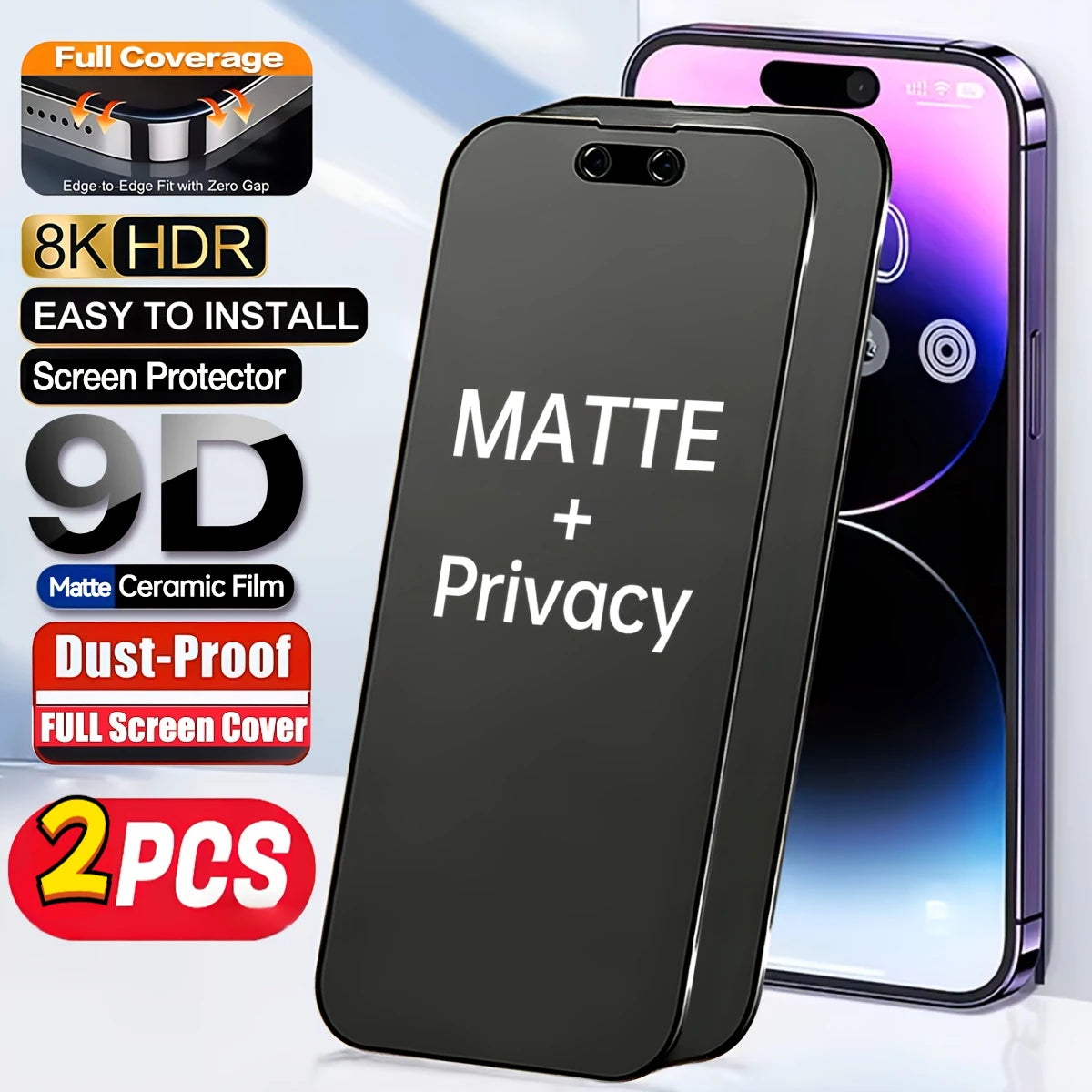 Full Cover Matte Privacy Screen Protector For iPhone 17 13 14 11 12 15