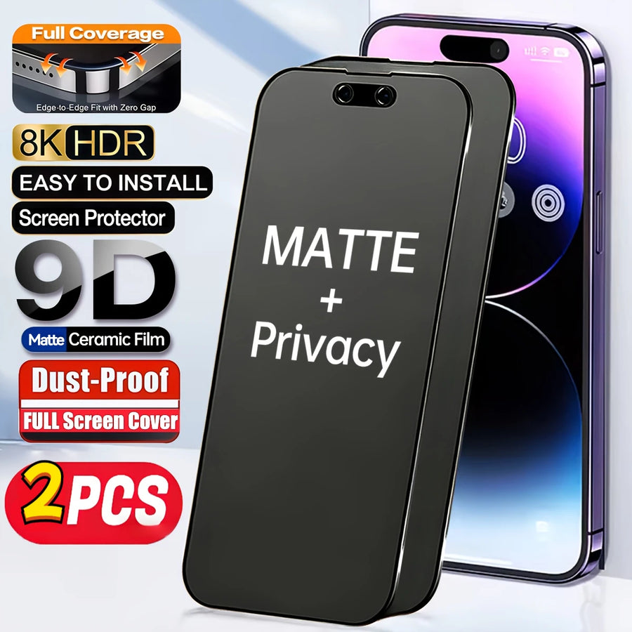 Full Cover Matte Privacy Screen Protector For iPhone 17 13 14 11 12 15