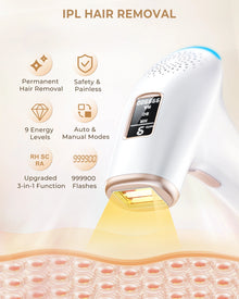 Hair Removal Device IPL Laser Epilator 999,900 Flashes, 9 Levels & 2