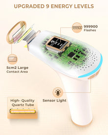 Hair Removal Device IPL Laser Epilator 999,900 Flashes, 9 Levels & 2