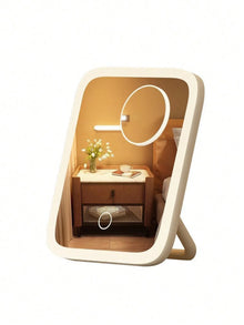 LED Makeup Mirror, 3-Color Light, 360° Rotatable, Touch Control, USB