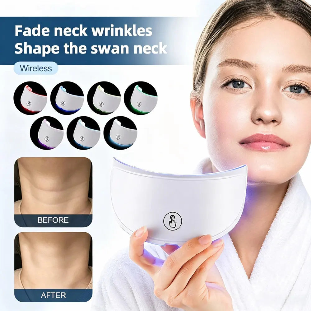 Neck LED Mask 7 Colors Photon Anti-Wrinkle Skin Brightening Beauty