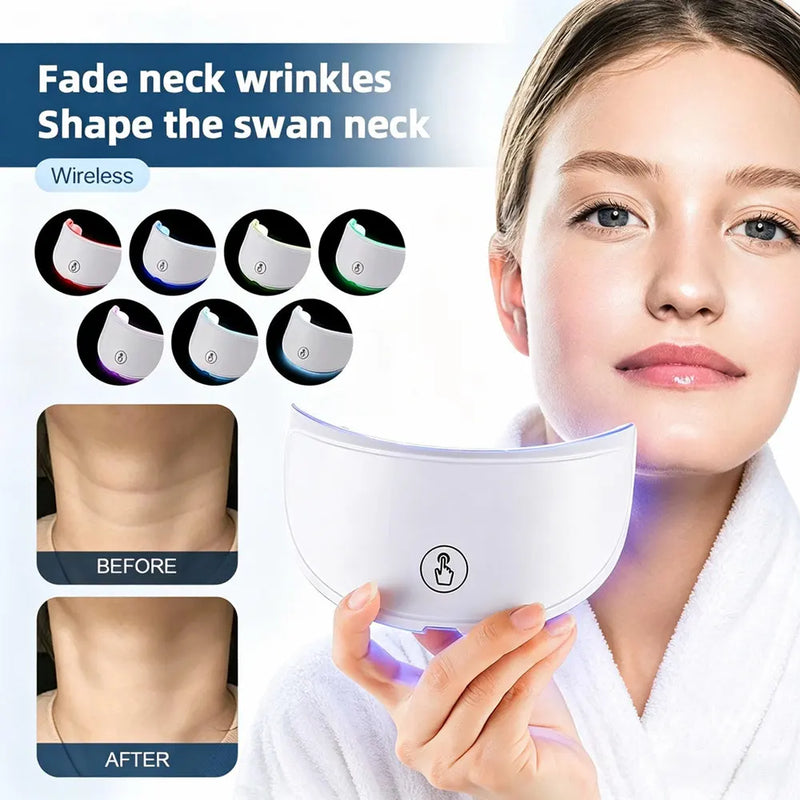 Neck LED Mask 7 Colors Photon Anti-Wrinkle Skin Brightening Beauty