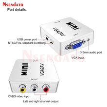 1080P Mini Video Convertor VGA to RCA AV Converter Conversor with 3.5mm