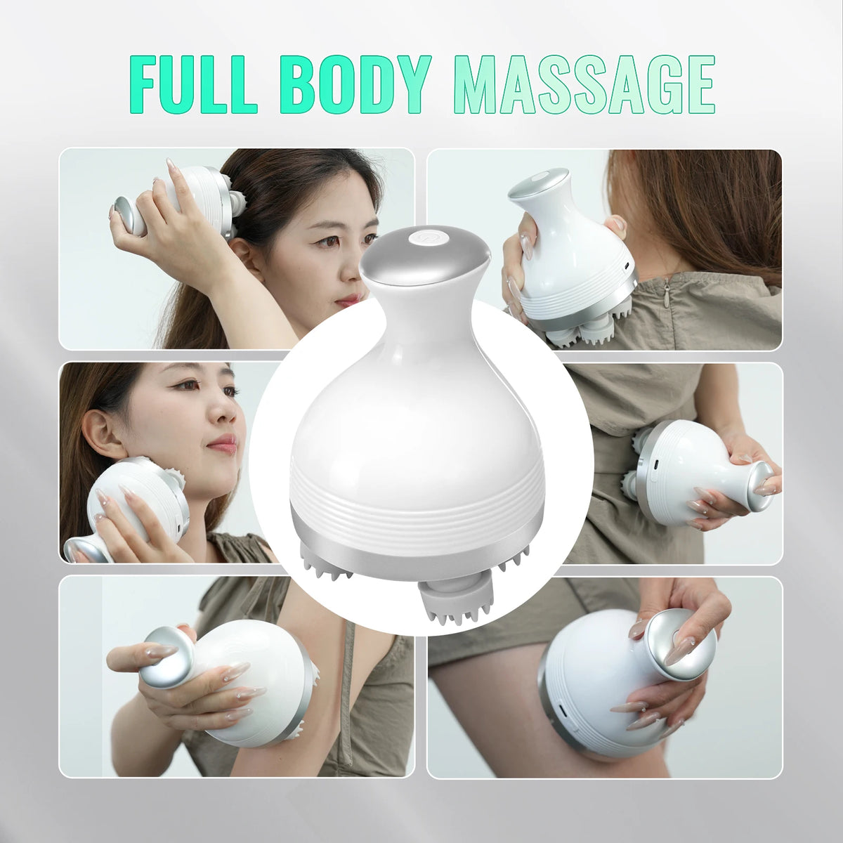 Electric Head Scalp Massager With 4 Heads Portable Handheld Massage