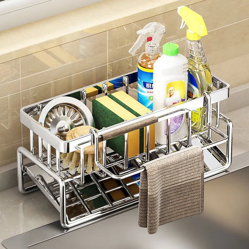 Kitchen Stainless Steel Shelf, Sponge Drain Rack, Sink Drainage