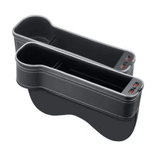 Car Crevice Storage Box with 2 USB Charger Colorful LED Seat Gap Slit