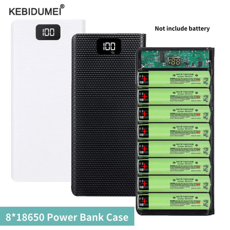 DIY 8*18650 Battery Power Bank Case Charge Storage Box 5V Dual USB Type