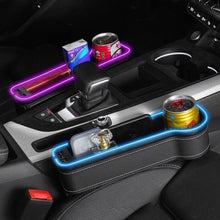 Car Crevice Storage Box with 2 USB Charger Colorful LED Seat Gap Slit