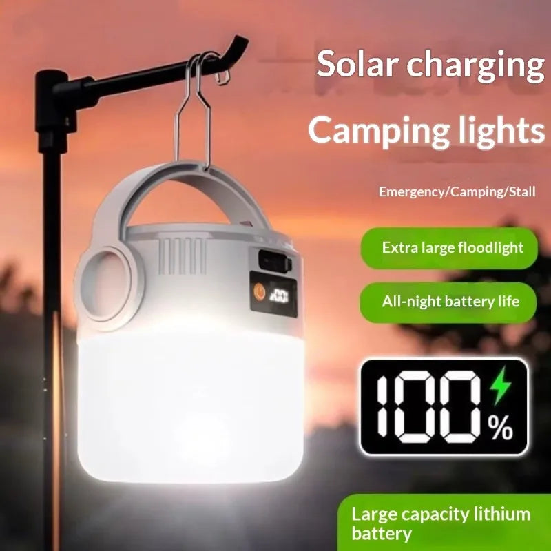 Camping Lantern Solar LED USB Rechargeable Portable Flashlight Outdoor